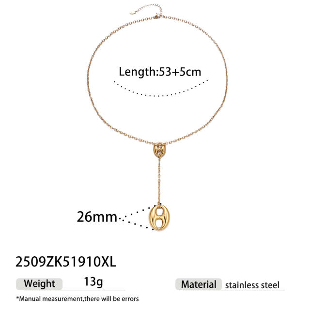 Stainless Steel Necklace Pig Nose Tassel Necklace long necklace