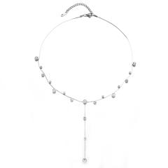 Stainless Steel Necklace Color Zircon Inlaid Jewelry Set