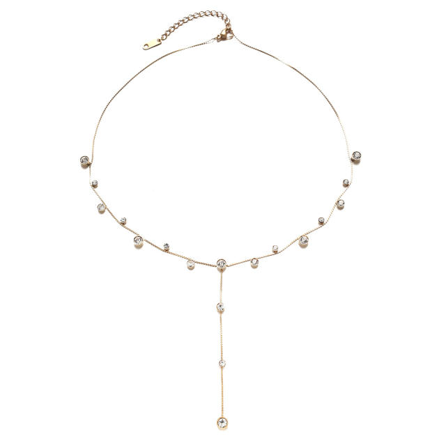 Stainless Steel Necklace Color Zircon Inlaid Jewelry Set