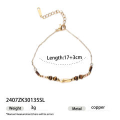 Stainless Steel necklace Earrings for Women Non-Fading Natural Gravel Inlaid Jewelry Set