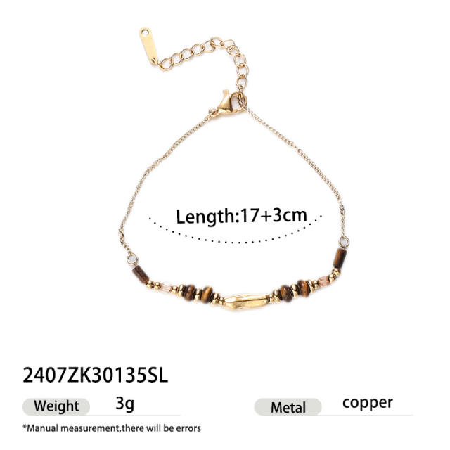 Stainless Steel necklace Earrings for Women Non-Fading Natural Gravel Inlaid Jewelry Set