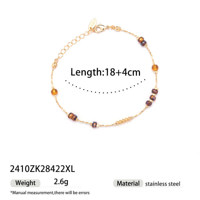 Stainless Steel necklace Earrings for Women Non-Fading Natural Gravel Inlaid Jewelry Set