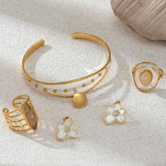Stainless Steel Necklace 18K Gold Jewelry Set