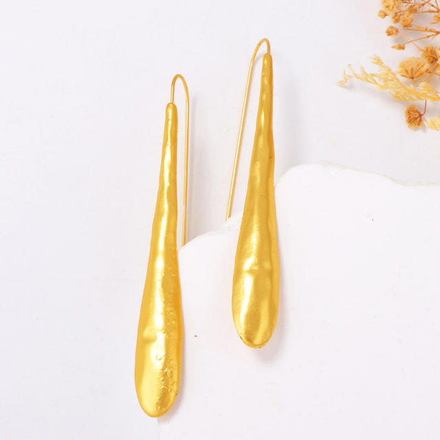 Simple gold color alloy big drop earrings