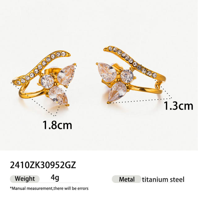 Stainless Steel Necklace Color Zircon Inlaid Jewelry Set