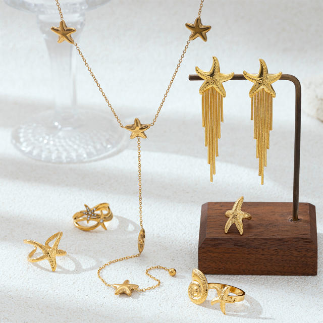 Stainless Steel Necklace Ocean Resort Style Jewelry Set starfish necklace set