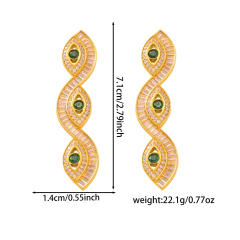 Luxury cubic zircon inlaid evil eye stainless steel earrings necklace set