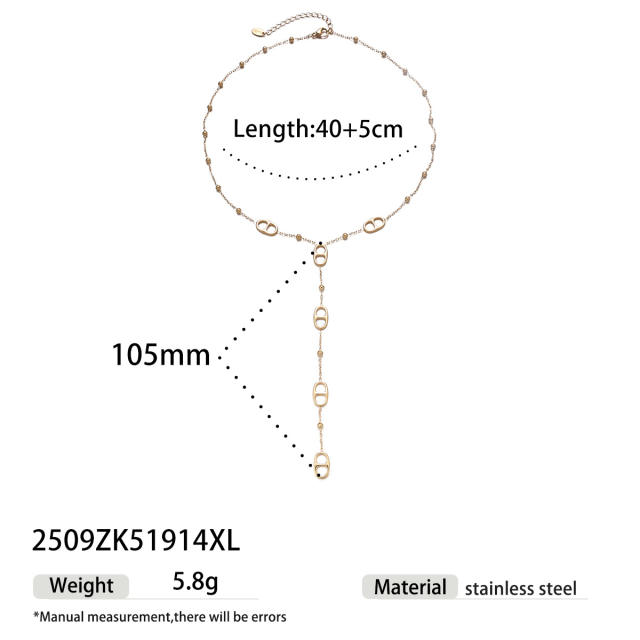 Stainless Steel Necklace Pig Nose Tassel Necklace long necklace