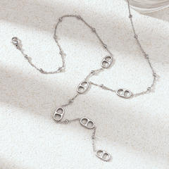 Stainless Steel Necklace Pig Nose Tassel Necklace long necklace