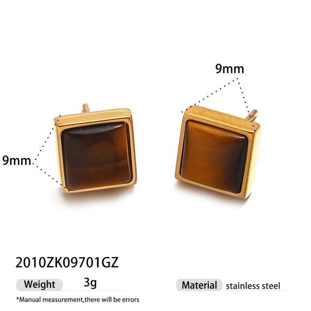 Stainless Steel necklace Earrings for Women Non-Fading Natural Gravel Inlaid Jewelry Set