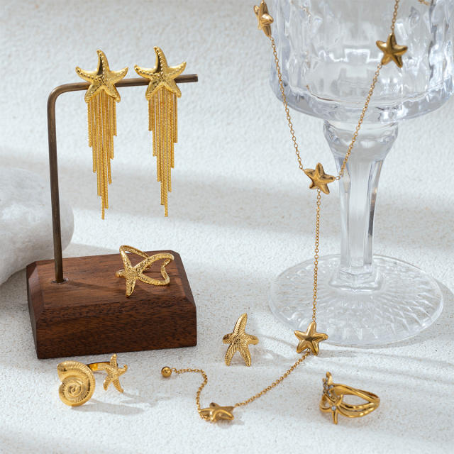 Stainless Steel Necklace Ocean Resort Style Jewelry Set starfish necklace set