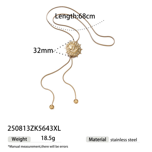 Stainless Steel Necklace Luxury Tassel Pendant Necklace heart sun cross long necklace