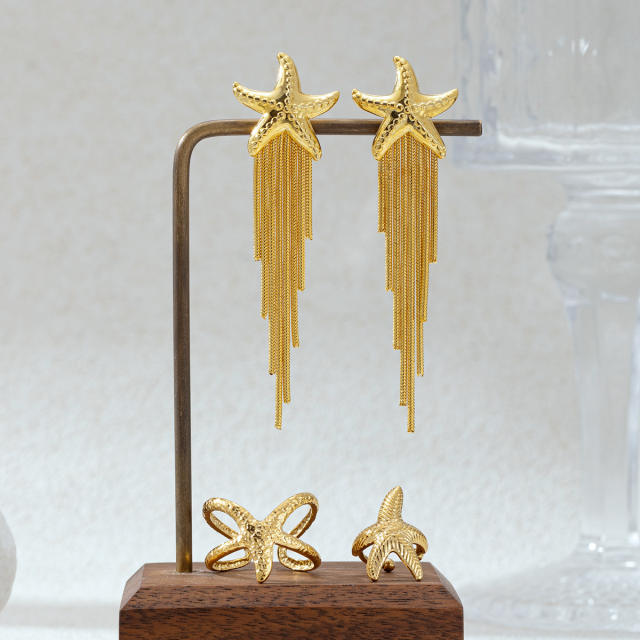 Stainless Steel Necklace Ocean Resort Style Jewelry Set starfish necklace set