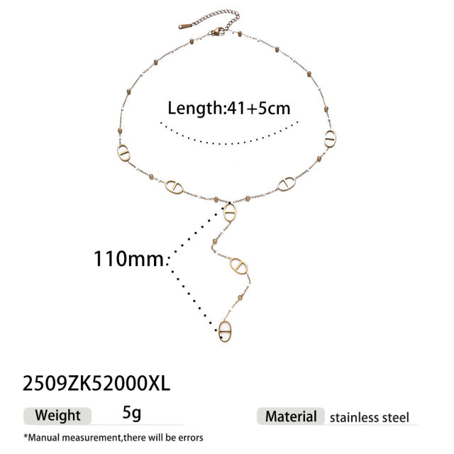 Stainless Steel Necklace 18K Gold Jewelry Set