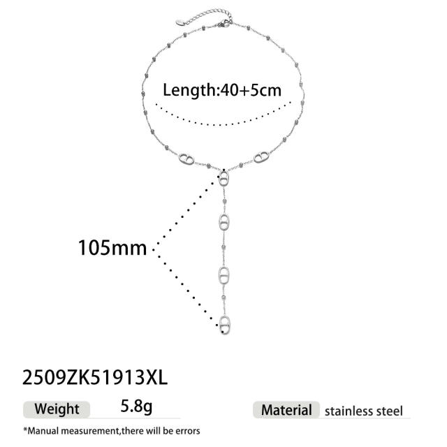 Stainless Steel Necklace Pig Nose Tassel Necklace long necklace