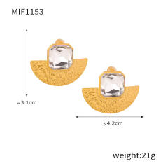 Stainless Steel Fan-Shaped Glass Stone Earrings stainless steel necklace set