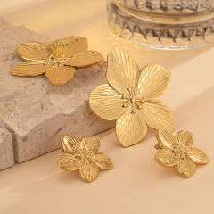 Exaggerated flower two size stainless steel earrings