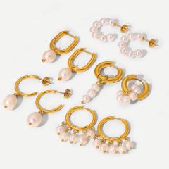 18KG pearl earrings stainless steel earrings collection