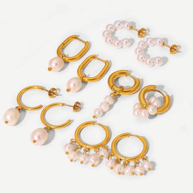 18KG pearl earrings stainless steel earrings collection