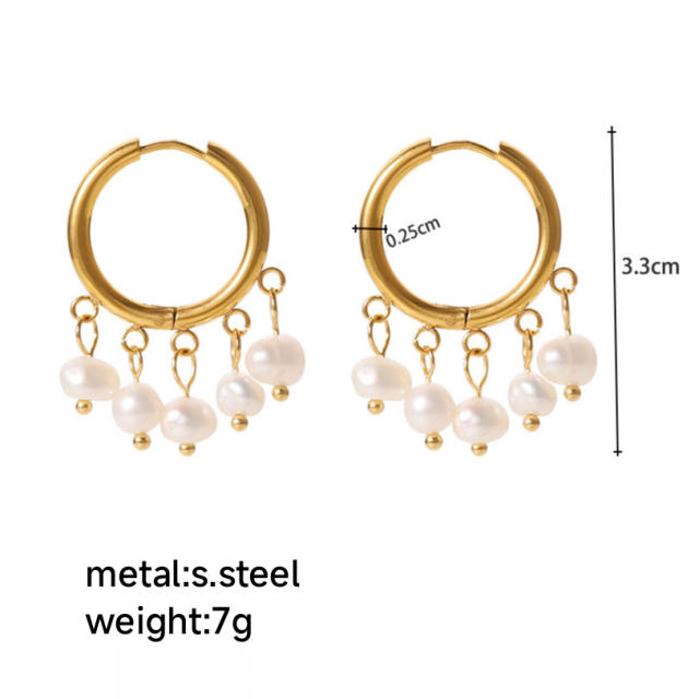 18KG pearl earrings stainless steel earrings collection