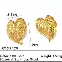 Stainless Steel Earrings Fashionable Full Diamond leaf Earrings for Women Non-Fading Jewelry