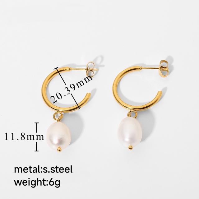 18KG pearl earrings stainless steel earrings collection