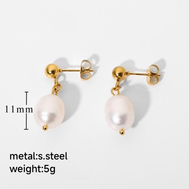 18KG pearl earrings stainless steel earrings collection
