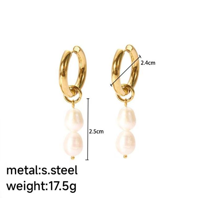18KG pearl earrings stainless steel earrings collection