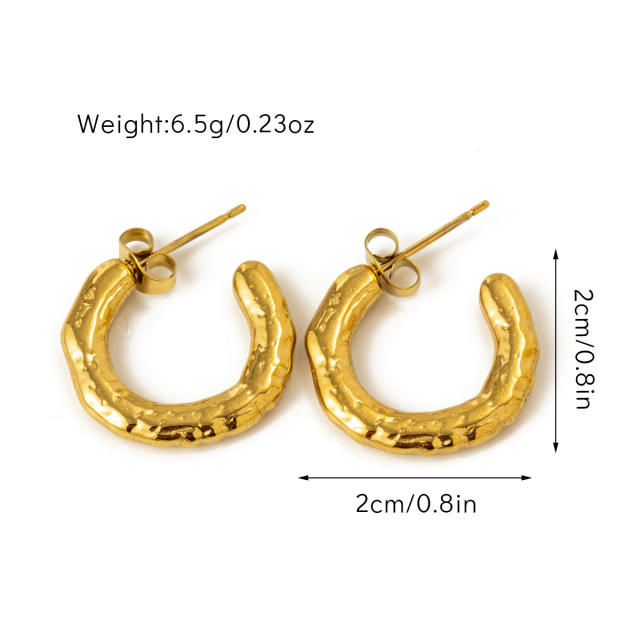 Vintage natural stone inlaid stainless steel earrings