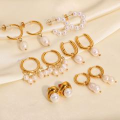18KG pearl earrings stainless steel earrings collection