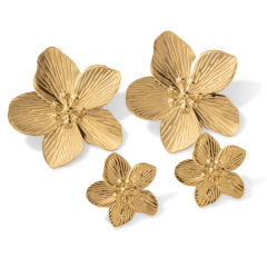 Exaggerated flower two size stainless steel earrings