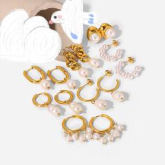 18KG pearl earrings stainless steel earrings collection