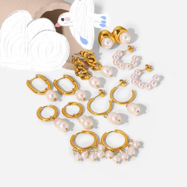 18KG pearl earrings stainless steel earrings collection