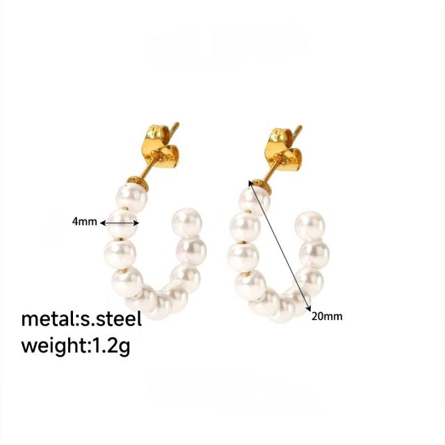 18KG pearl earrings stainless steel earrings collection