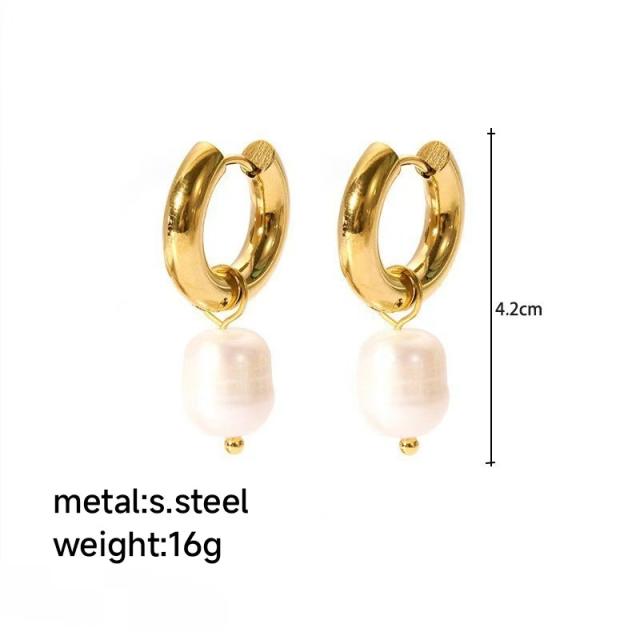 18KG pearl earrings stainless steel earrings collection