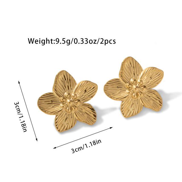 Exaggerated flower two size stainless steel earrings