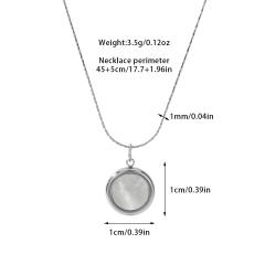 Dainty opal stone inlaid round pendant stainless steel necklace