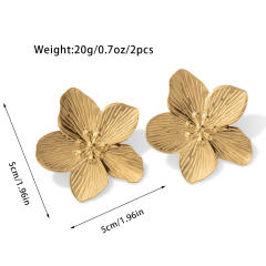 Exaggerated flower two size stainless steel earrings