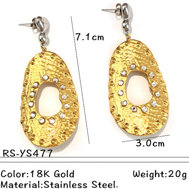 Stainless Steel Earrings Fashionable Full Diamond leaf Earrings for Women Non-Fading Jewelry
