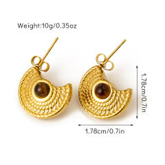 Vintage natural stone inlaid stainless steel earrings