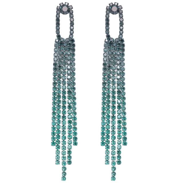 Luxury Full Diamond Long Tassel Earrings Fashionable Elegant Women's Earrings