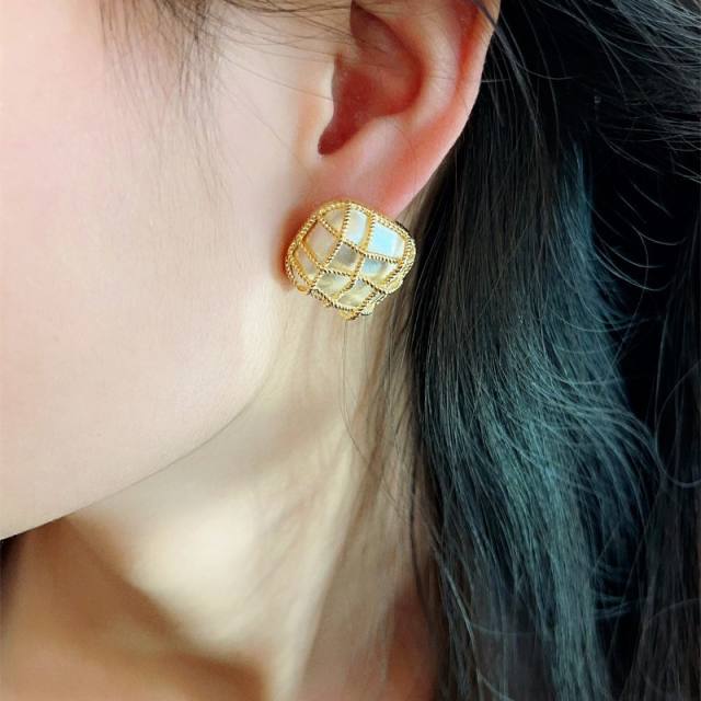 Geometric Hollow Mesh Earrings Personalized Light Luxury Braided Earrings