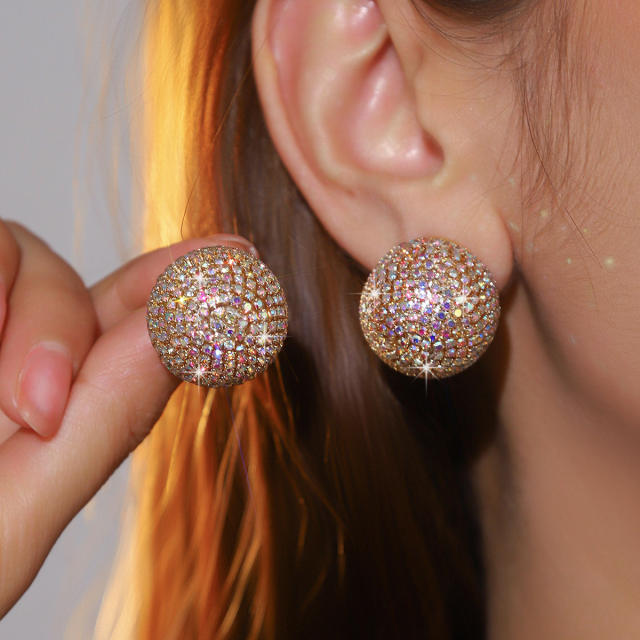 Luxury Earrings full diamond copper diamond earrings hoop earrings
