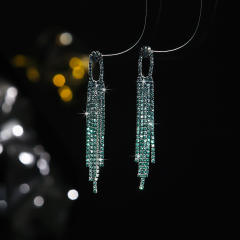 Luxury Full Diamond Long Tassel Earrings Fashionable Elegant Women's Earrings