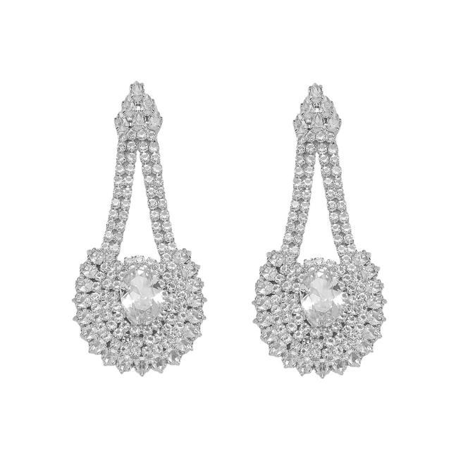 Fashion Copper Rhinestone Full Diamond Earrings Personalized drop shape earrings