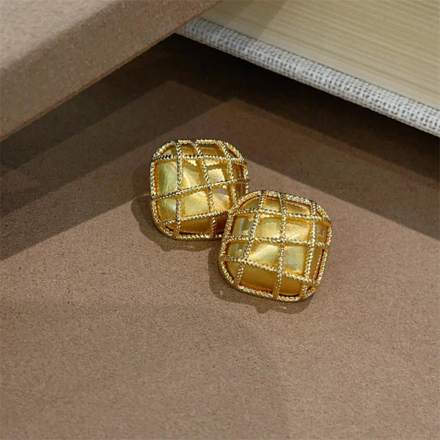 Geometric Hollow Mesh Earrings Personalized Light Luxury Braided Earrings