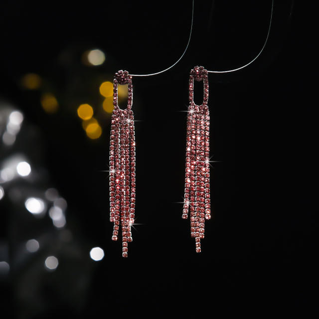 Luxury Full Diamond Long Tassel Earrings Fashionable Elegant Women's Earrings