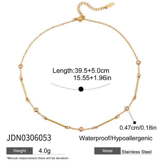 Zircon Necklace Set Sweater Chain Light Luxury Stainless Steel necklace for Women