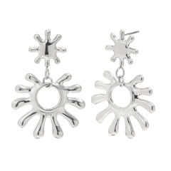 18KG hot sale sun shape hollow stainless steel earrings