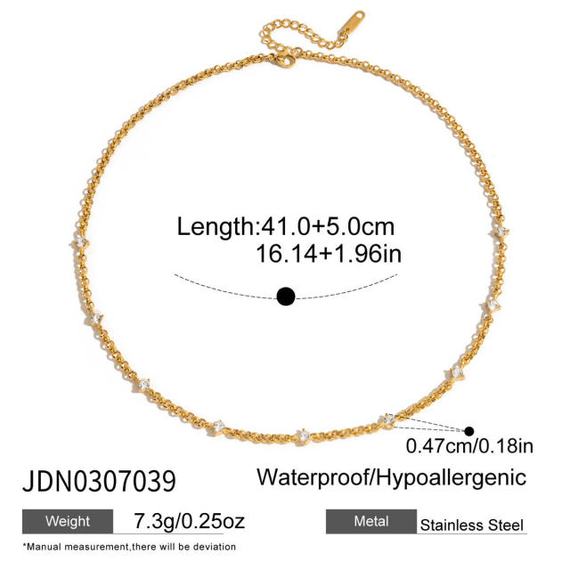 Zircon Necklace Set Sweater Chain Light Luxury Stainless Steel necklace for Women